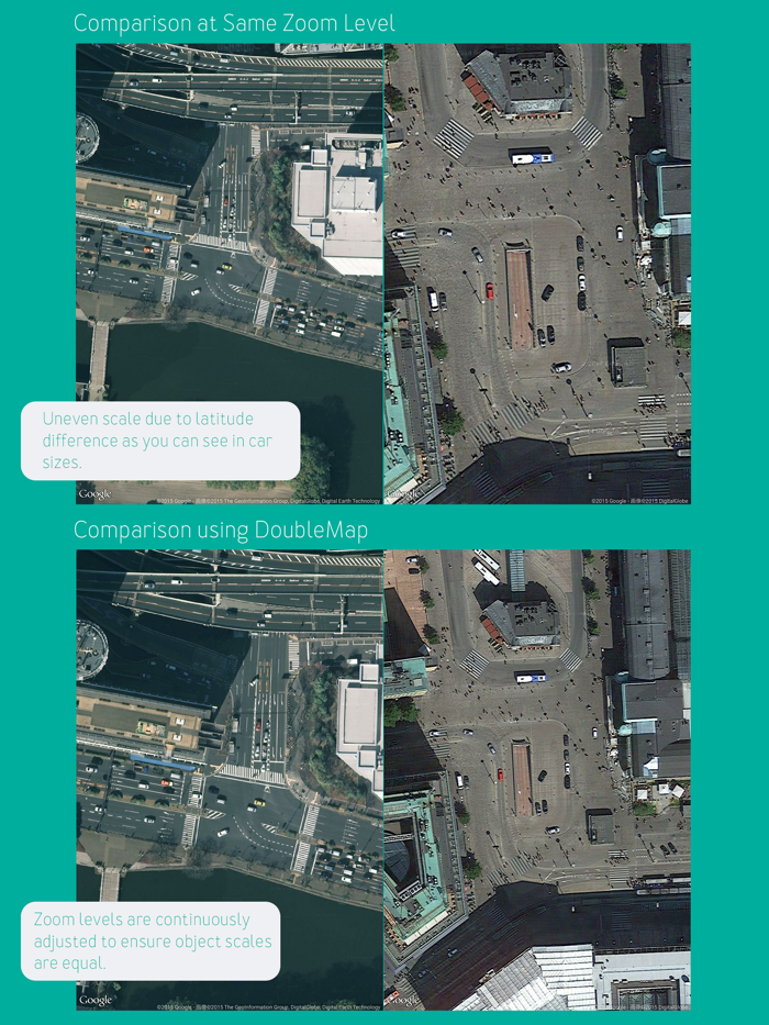 DoubleMap – Easily understand how far things are in unfamiliar places