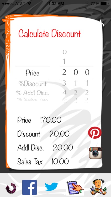 Deal Calculator - Calculate discounts fast and easy, spot and share deals using Facebook, Pinterest, Instagram and Twitter