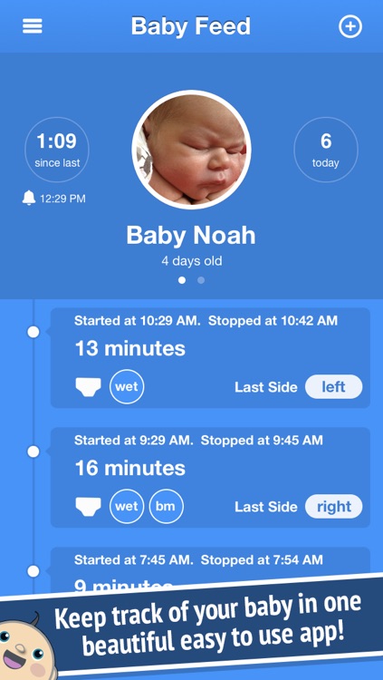 Baby Feed - Feeding timer to track & log nursing & breastfeeding