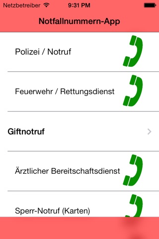 Notfallnummern - App screenshot 2