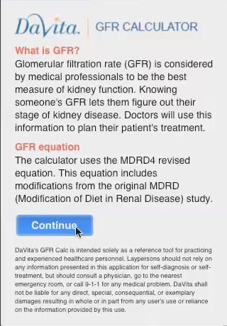 DaVita GFR Calculator