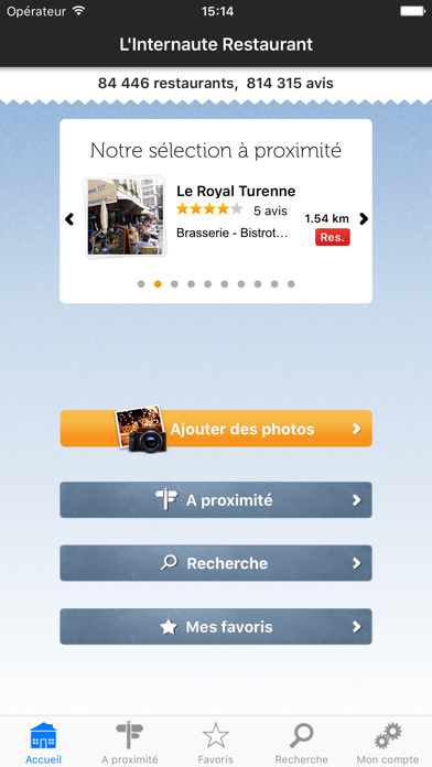 Screenshot #1 pour Restaurants : Le guide Restaurant de L'Internaute