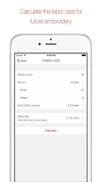 Calculator for Cross Stitch