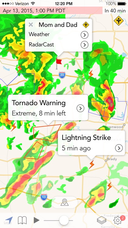 Radar Cast Elite - NOAA Hi-Def FutureCast, Push Notifications, Driving Directions, Lightning Strikes & Weather