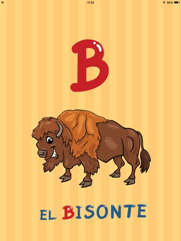 ABC Animals Spanish Alphabets Flashcards: Vocabulary Learning Free For Kids! iPad screenshot