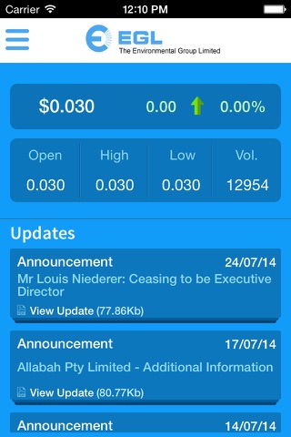 The Environmental Group Limited (EGL) Investor Relations Mobile App screenshot 4