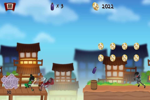 A Samurai Stickman Free - Ninja Rooftop Run Edition screenshot 2