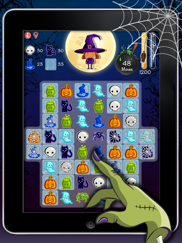 Cats and witches Halloween crush bubble game of zombies