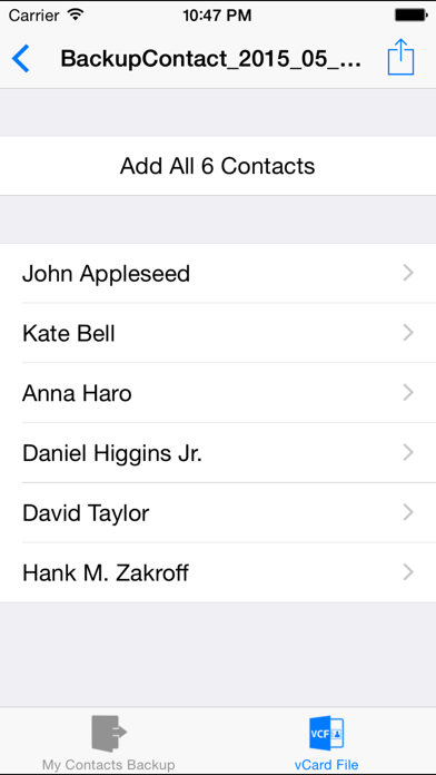 My Contacts Backup Pro (Easy contacts backup) Screenshot