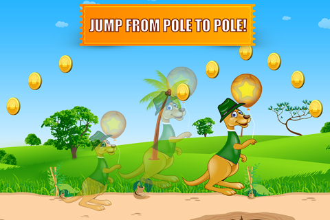 Happy Kangaroo Jump Free - Bounce on Poles and Collect Coins screenshot 2