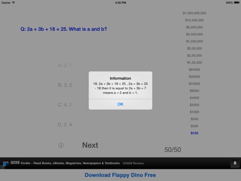 Maths Millionaire HD screenshot 2