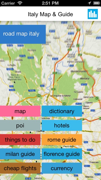 Italy offline road map, guide, hotels (free edition)