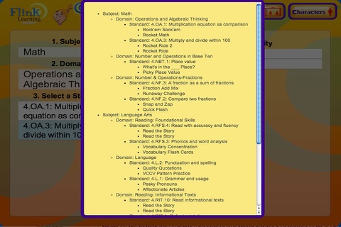 Common Core Grade 4: Skills and educational activities in Language Arts and Math correlated to Common Core Standards for Kindergarten students - Powered by Flink Learning screenshot 3