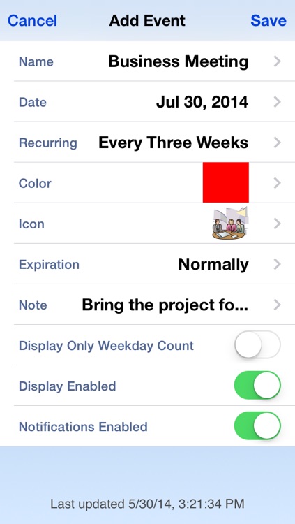 Holiday Countdown - w/Recurring Calendar Events