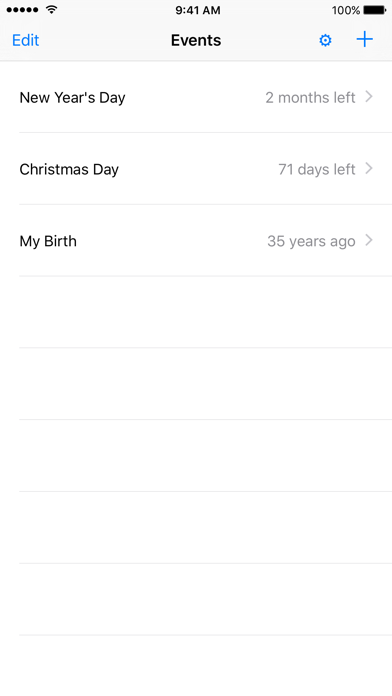 Countdown app for iPhone / iPad Screenshot