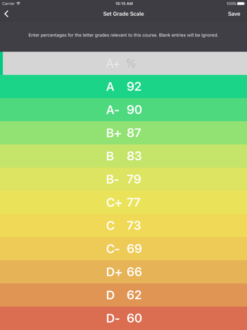 Gradient Grades – Grade Calculator iPad screenshot 5 - Education app