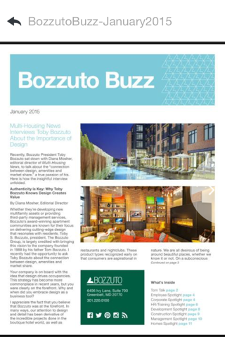 Bozzuto Buzz e-zine screenshot 3