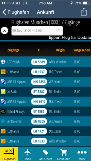 Screenshot von Flughafen München - Tracker auf dem iPhone 3