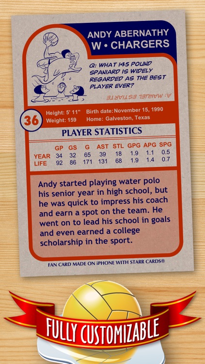 Water Polo Card Maker - Make Your Own Custom Water Polo Cards with Starr Cards