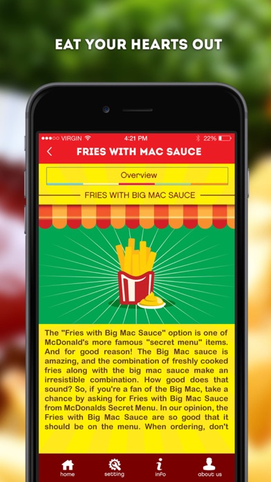 Screenshots of Secret Menu for McDonald's - McD Fast Food Restaurant Secrets for iPhone