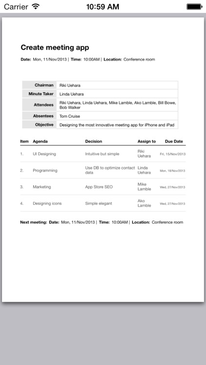 Meeting minutes maker - Create and share minutes, agendas, notes, tasks