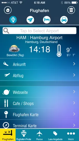Screenshot von Hamburg Airport Info + Radar auf dem iPhone 2