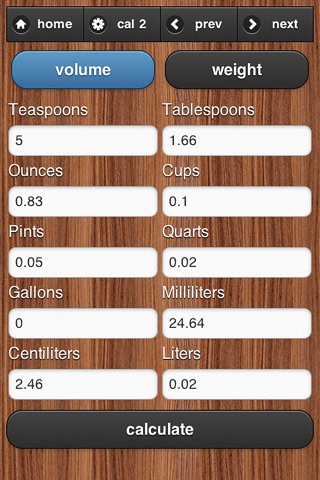 Cooking Converter Quick and easy convert ingredient weights, volumes, and temperatures. screenshot 2