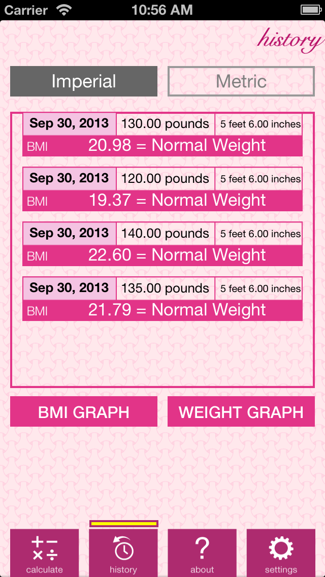 Screenshot #3 pour Weight and BMI Diary