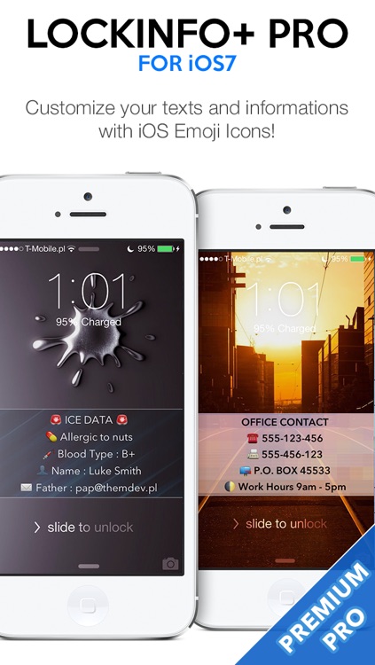 LockInfo+ PRO for iOS7 - Custom Texts, ICE and Contact Details on LockScreen Wallpaper