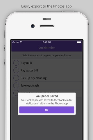 LockMinder · Create Lock Screen Wallpapers from Your Reminders screenshot 3