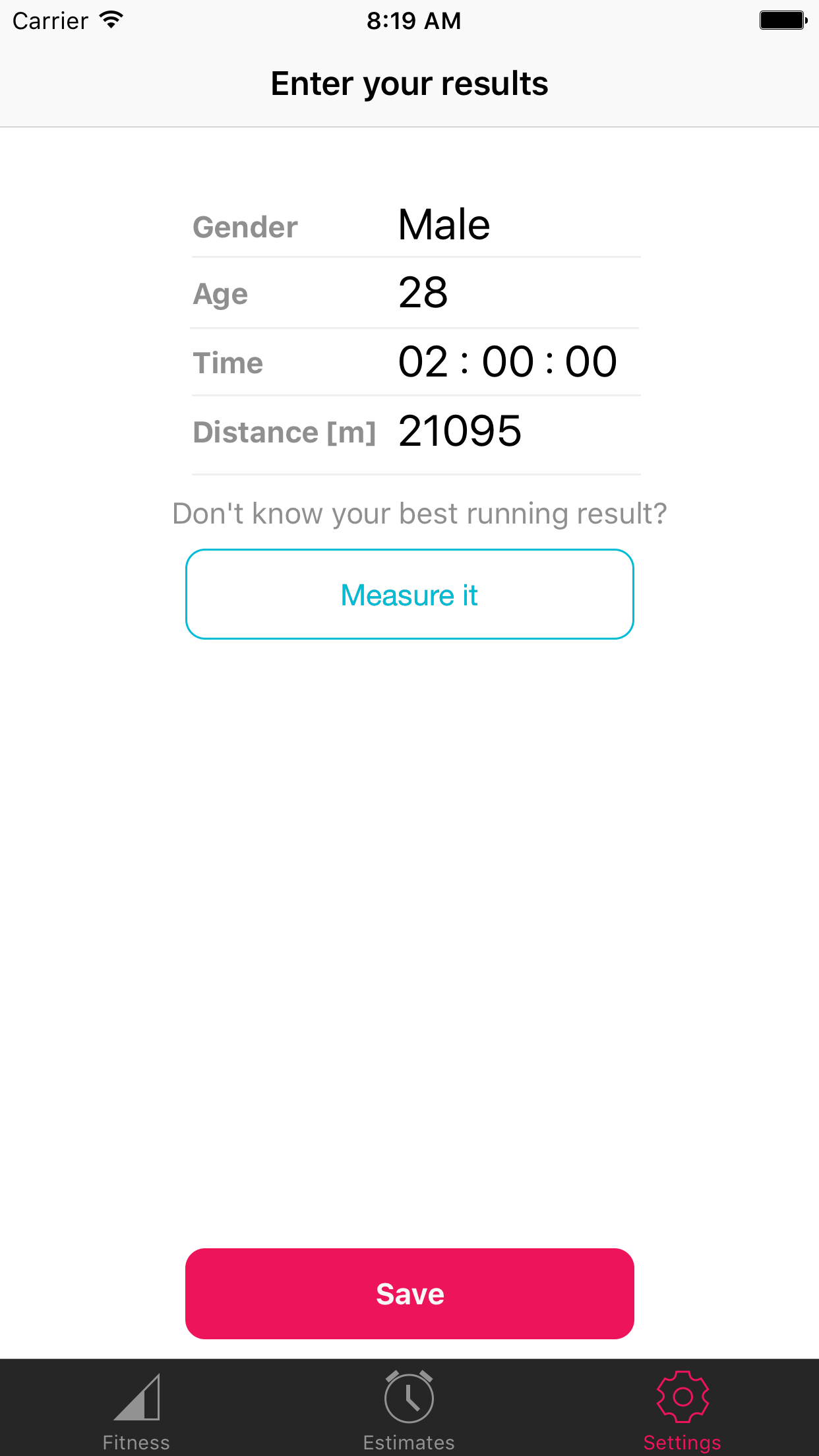 Running Calculator TSH