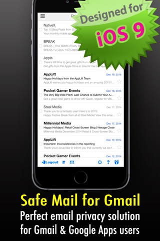 Safe Mail for Gmail : secure and easy email mobile app with Touch ID to access multiple Gmail and Google Apps inbox accountsのおすすめ画像1