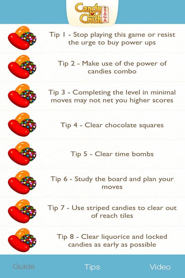 Tips Video Guide for Candy Crush Saga Game - Full walkthrough strategy