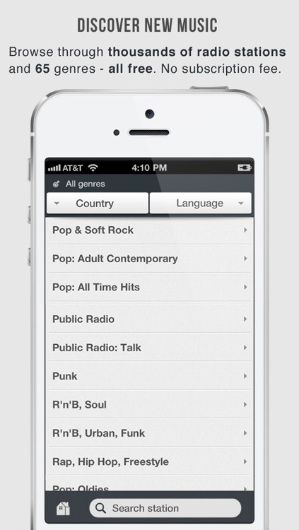 OneTuner Pro Radio Player for iPhone, iPad, iPod Touch - tunein to 65 genre stream!