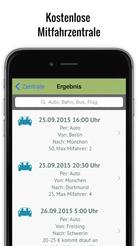 Mitfahrer suchen