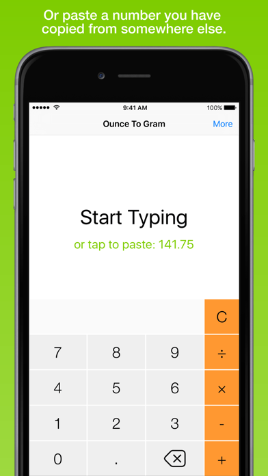 Ounce To Gram, the fastest weight converter Screenshot
