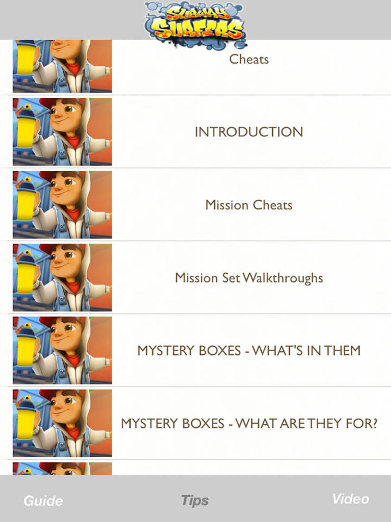 Cheats & Tips, Video & Guide for Subway Surfers Game.