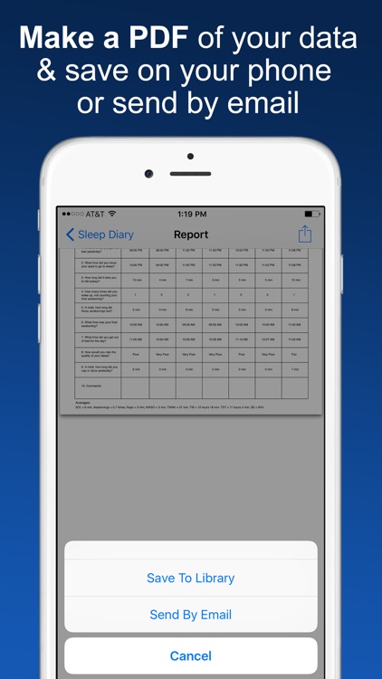 Sleep Diary with data export
