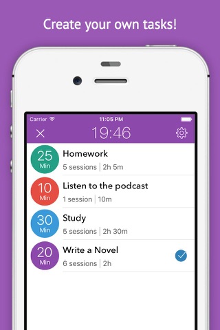 Listee – A procrastinator’s to do list app for task and time management based on the Pomodoro Technique™ screenshot 2