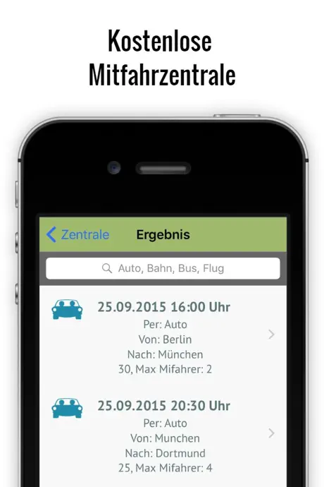 Mitfahrer suchen