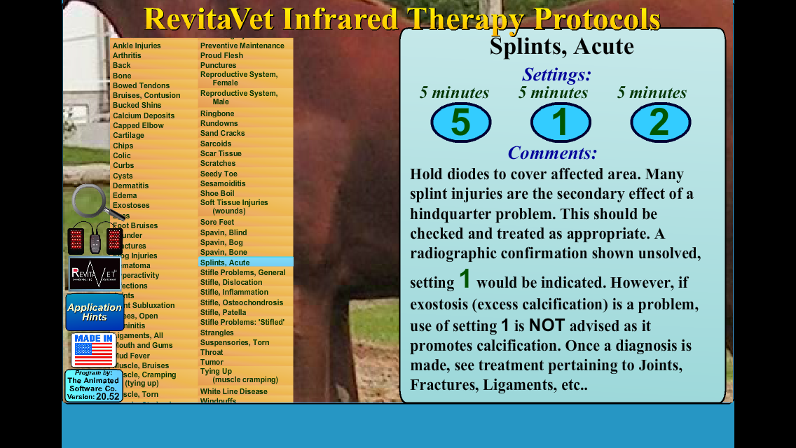 Revitavet Infrared Therapy Protocols screenshot 4
