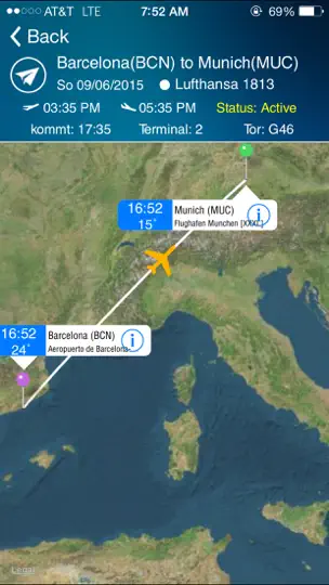 Screenshot von Flughafen München - Tracker auf dem iPhone 1