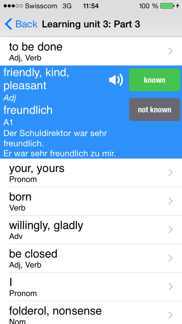 Goethe A2 Vocabulary Screenshot