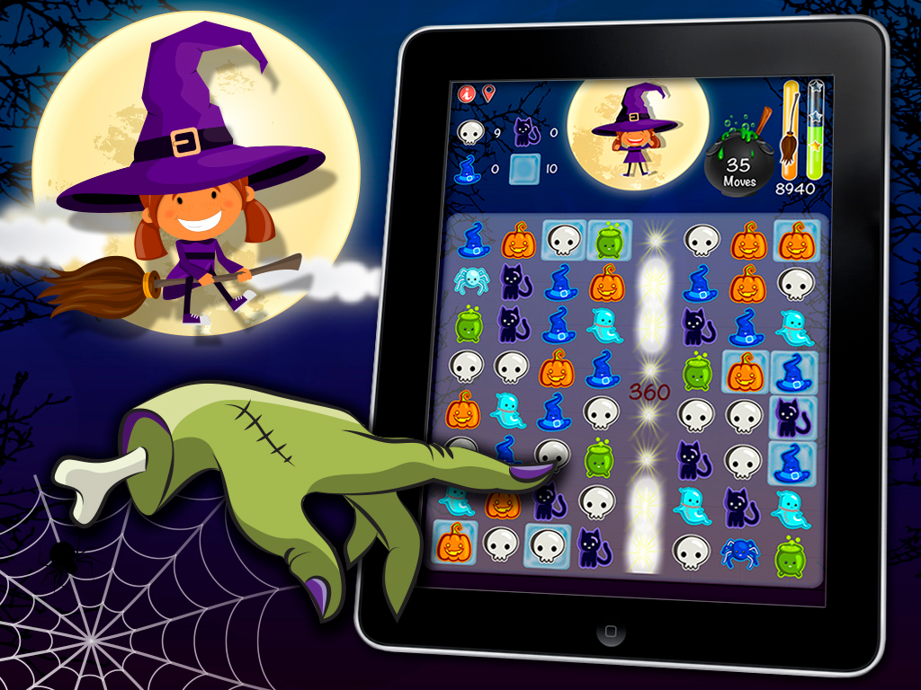 Cats & witches Halloween crush bubble game of zombies screenshot 6