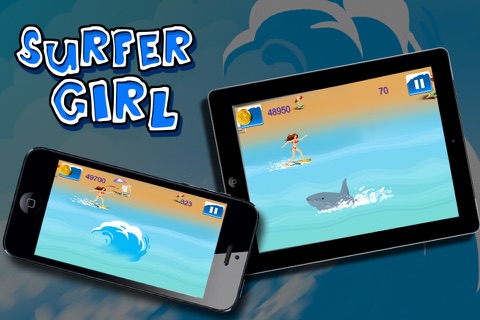 Surfer Girl - Babe Surfing On Big Blue Wave (Free Game) screenshot 3