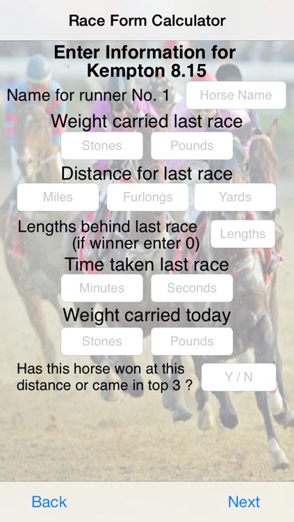Race Form Calculator