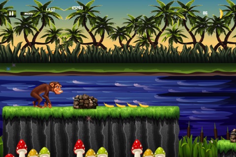 A Chimp Run Free - Top Monkey Jumping Adventure in the Jungle to gather Bananas screenshot 3