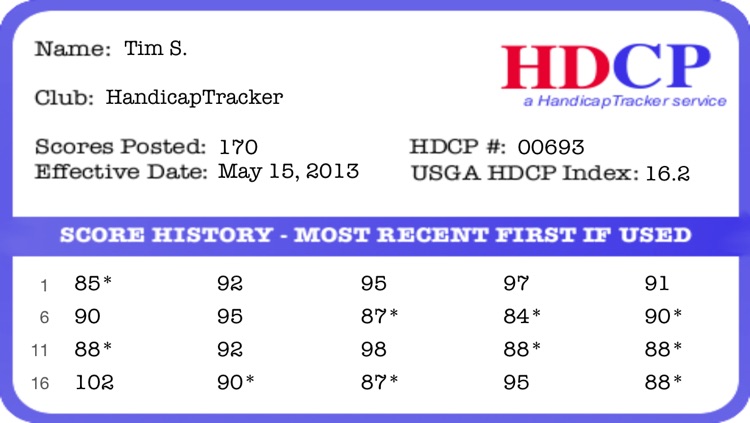 hdcpTracker - USGA Golf Handicap Tracker