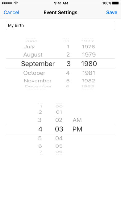 Countdown app for iPhone / iPad Screenshot