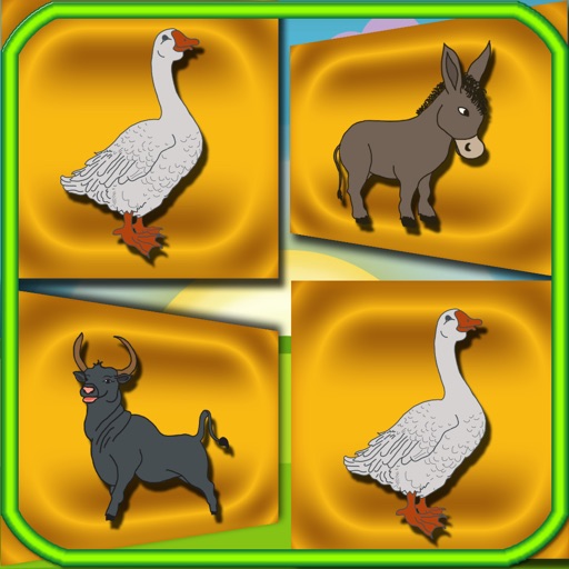 Animals Preschool Learning Experience At The Farm Memory Match Flash Cards Game icon